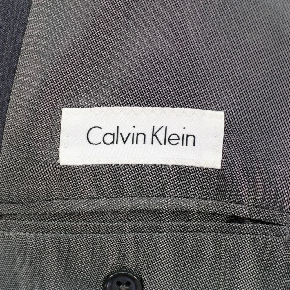 Calvin Klein Gray Twill Wool 48R Blazer 2‎ Button